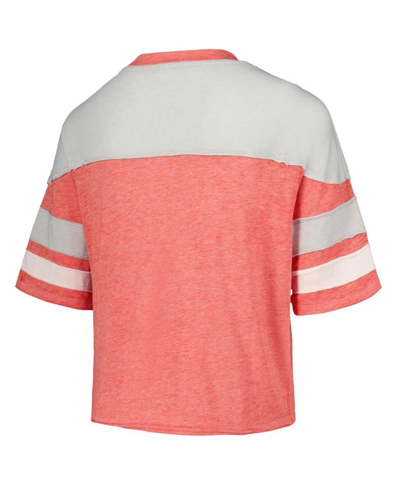Girls Scarlet Ohio State Buckeyes Sunday Friday Sleeve Stripe Jersey T-Shirt