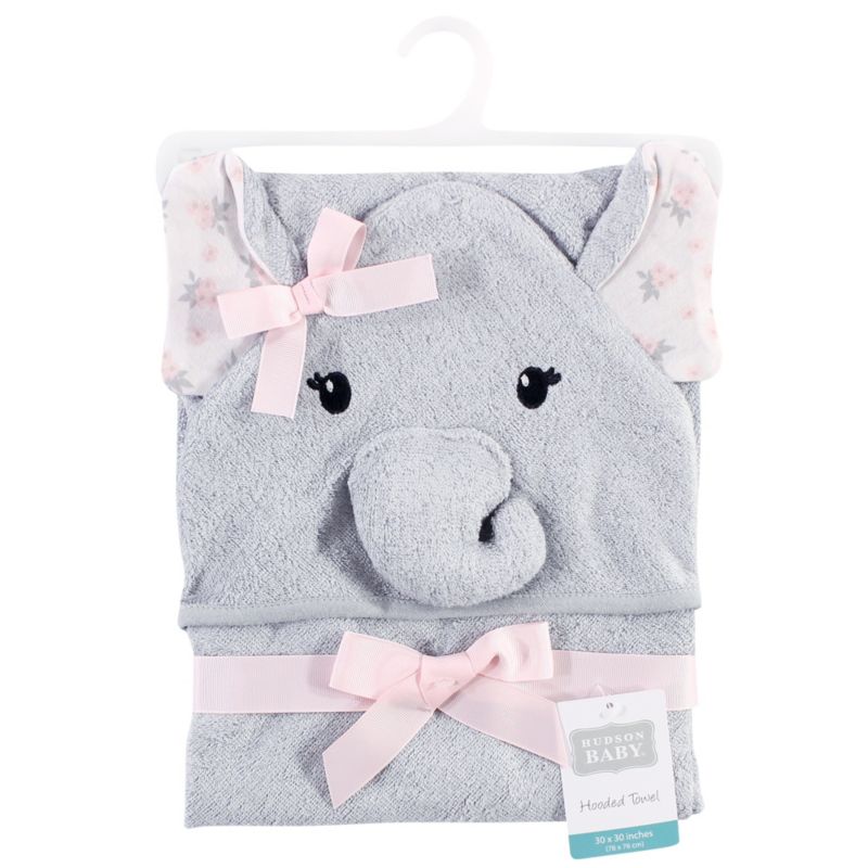 Rayon from Bamboo Animal Hooded Towel, Floral Elephant