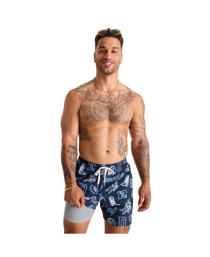 Men's 5.5" Navy Dallas Cowboys The Neon Lined Classic Swim Trunks