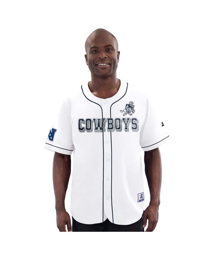 Men's White Dallas Cowboys Throwback Relay Baseball Jersey