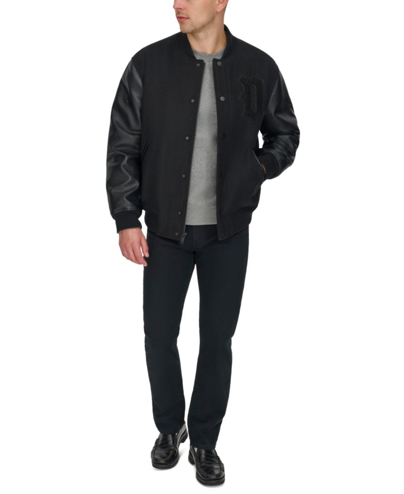 Men's Mixed-Media Varsity D Bomber Jacket