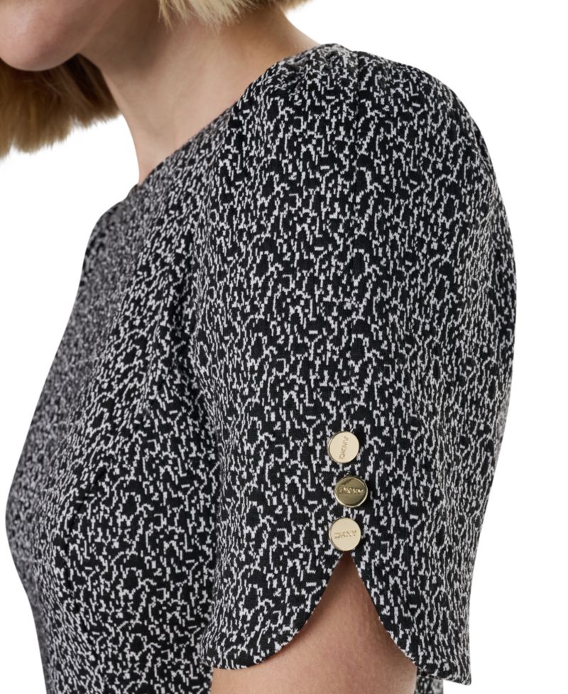 Women's Short-Sleeve Fit and Flare Dress with Pockets