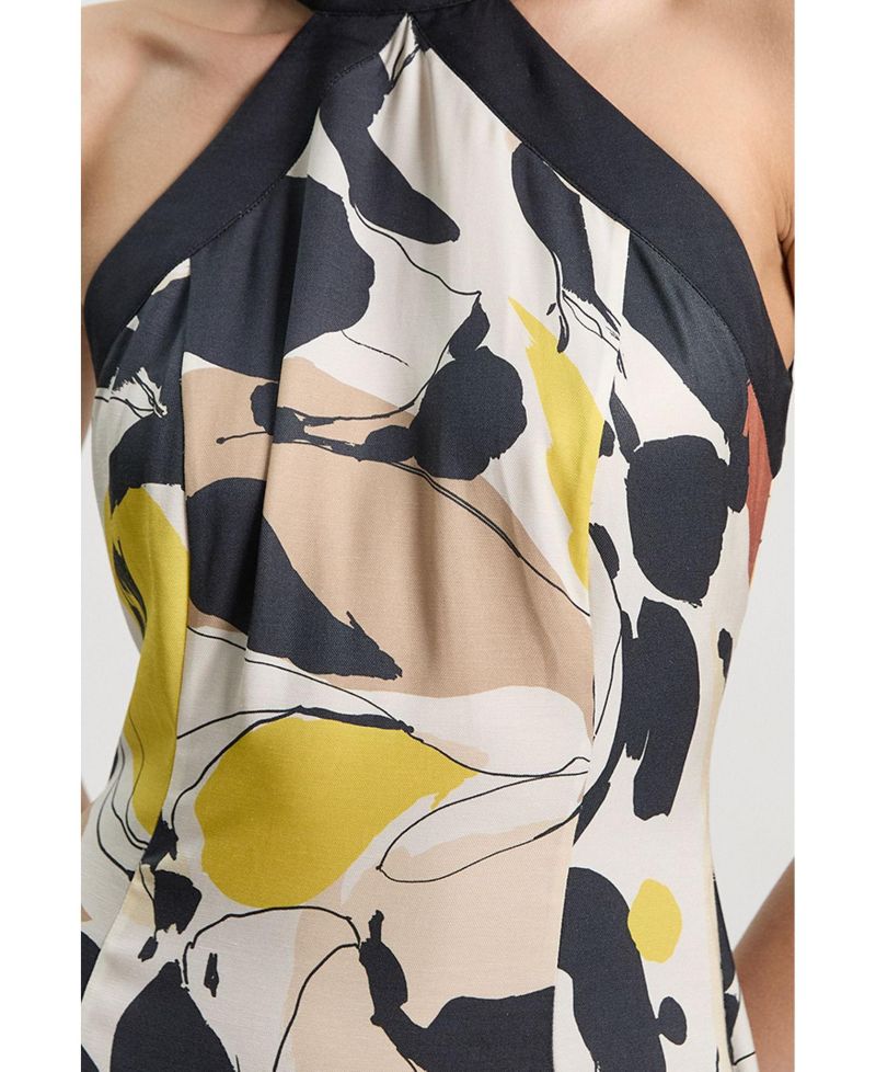 Women's Abstract Print Halter Maxi Dress