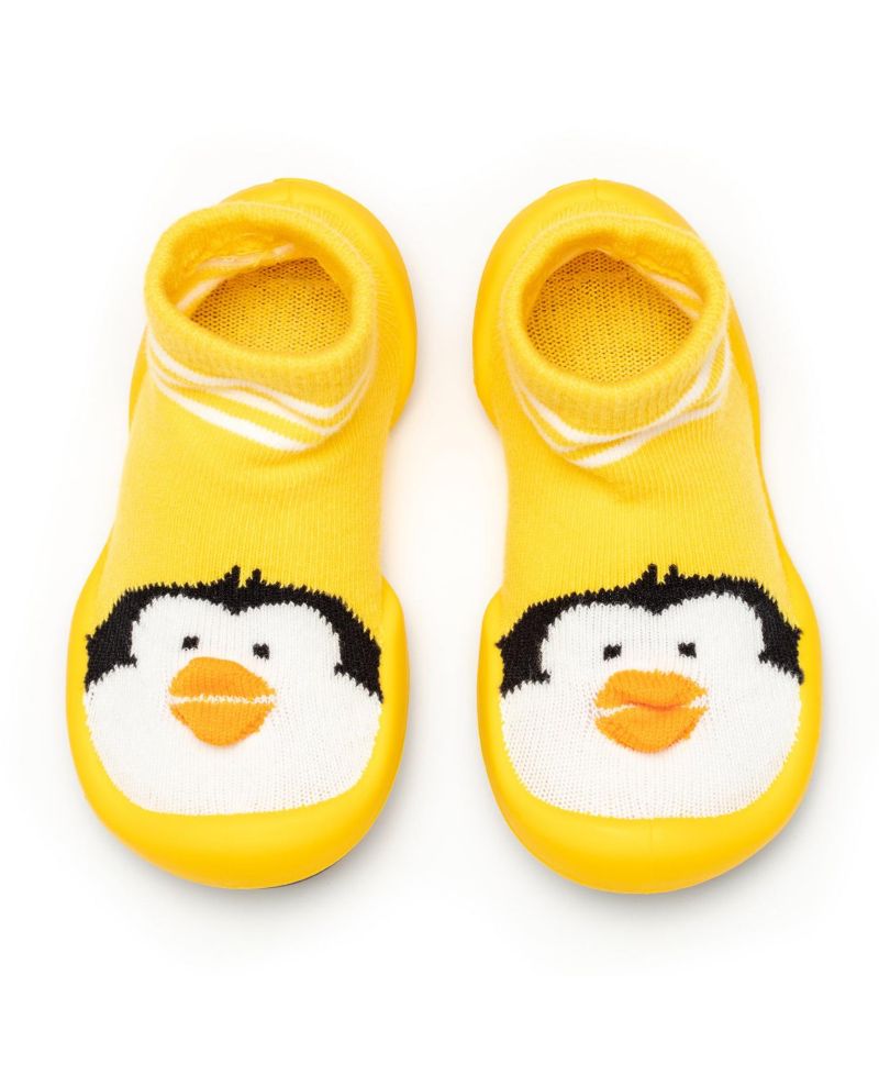 Baby Girl Boy First Walk Sock Shoes Penguin-Yellow