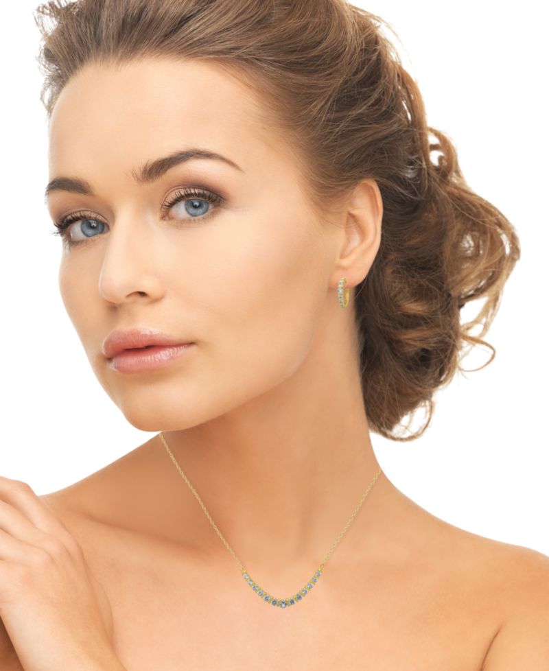 2-Pc. Lab-Grown White Sapphire Pendant Necklace & Earrings Set (2.17 ct. t.w.) in Yellow Gold Plated Sterling Silver
