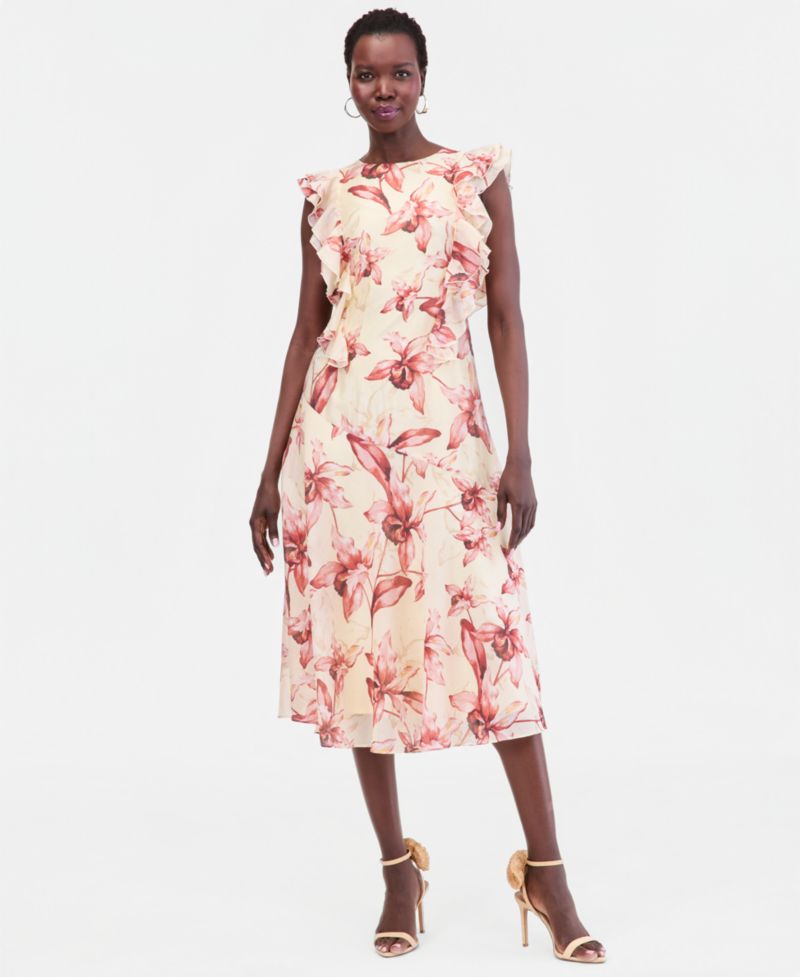 Women's Ruffle Sleeveless Midi Dress