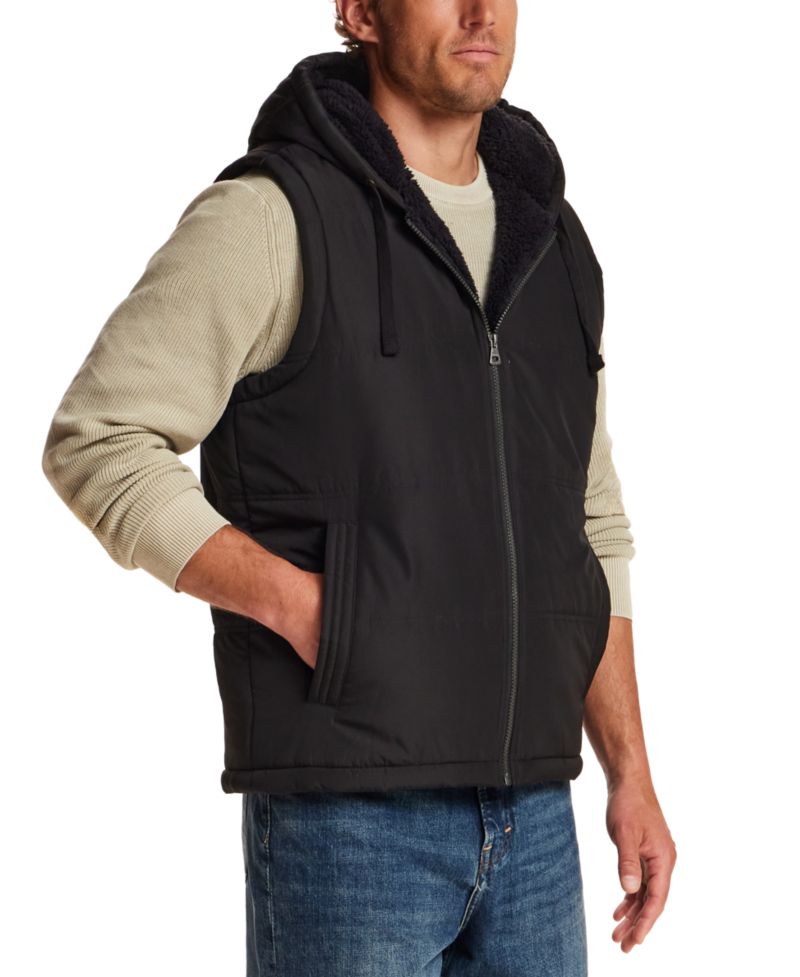 Men's Sherpa Hooded Full-Zip Vest