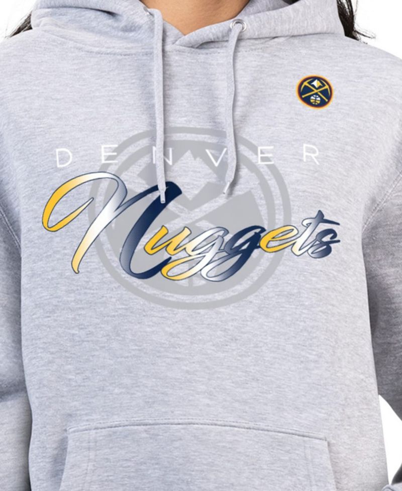Women's Gray Denver Nuggets Shadow Logo Tri-Blend Fleece Hoodie