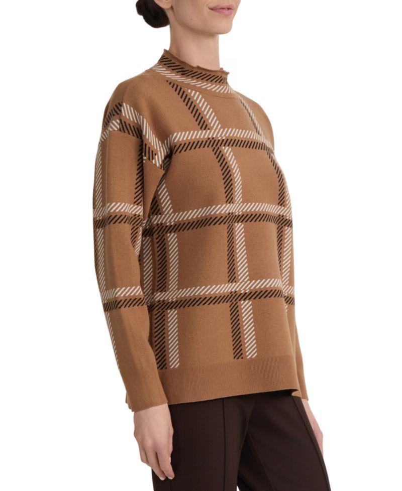 Women's Plaid Mock-Neck Sweater