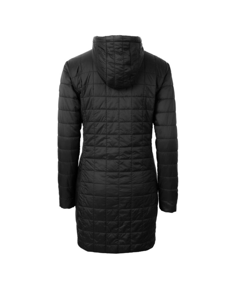 Women's Cutter Buck Black Indiana Hoosiers Rainier PrimaLoft Eco Hooded Long Coat