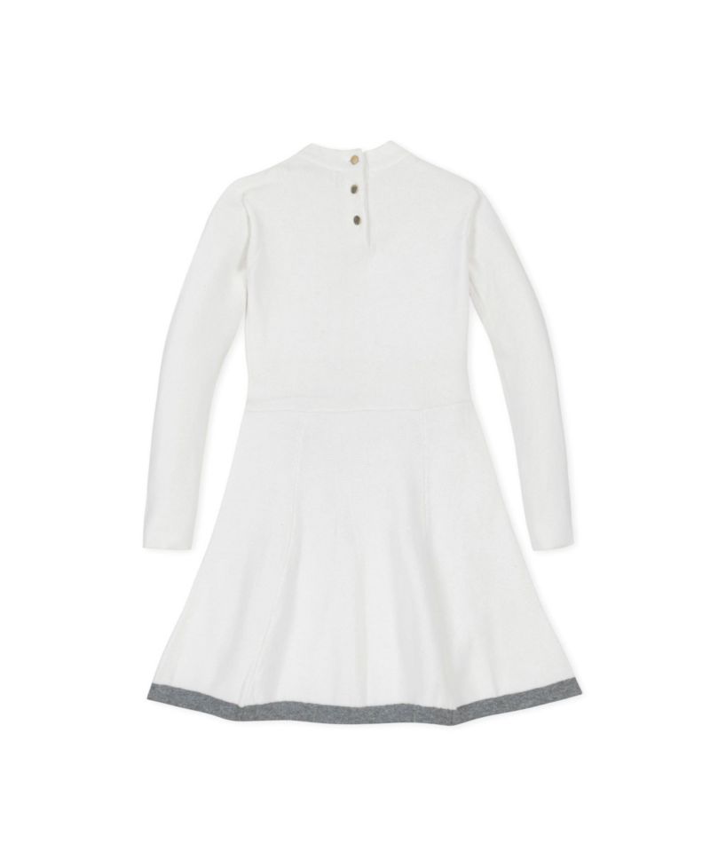 Baby Girls Hope and Henry Organic Long Sleeve Mock Neck Bow Detail Sweater Dress