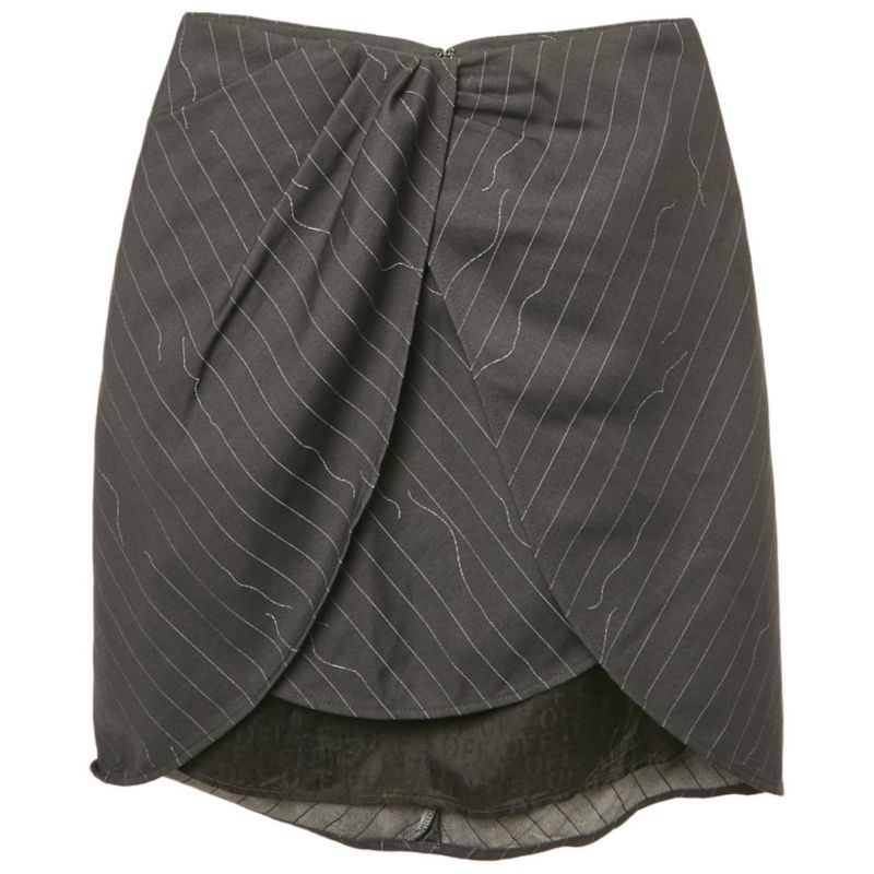Women's Grey Pinstripe Layered Mini Skirt