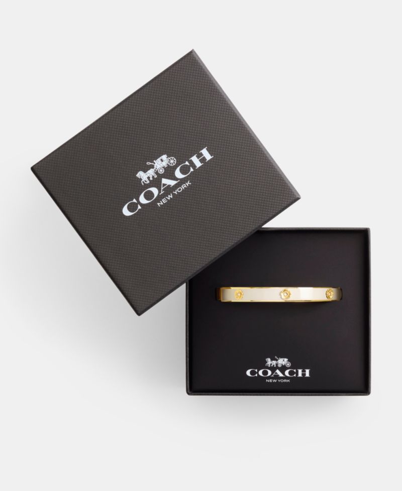 Signature Faux Stone Tea Rose Enamel Bangle Boxed Bracelet