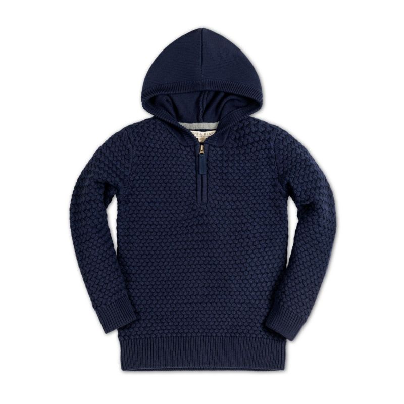 Baby Boys Hope and Henry Long Sleeve Hooded Half Zip Sweater