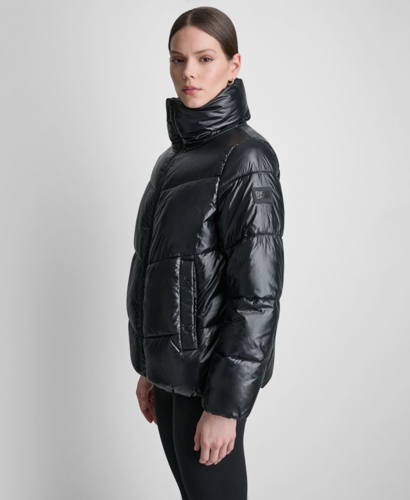 Women's Water-Resistant Quilted Puffer Jacket with Oversized Collar