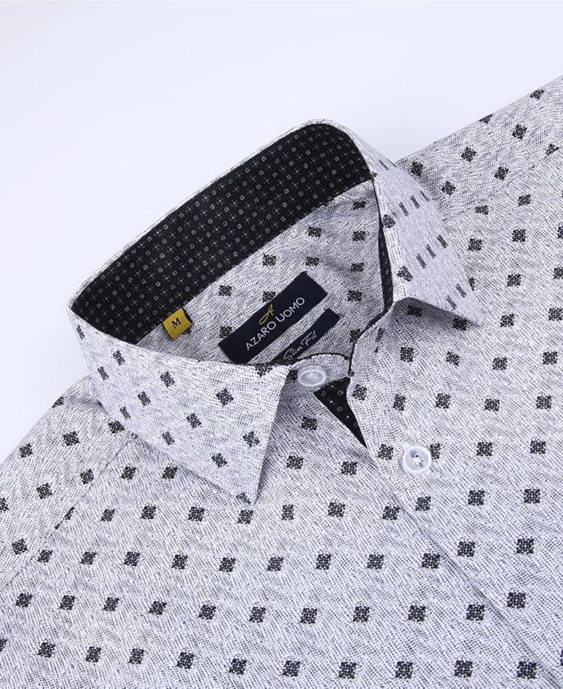 Men's Slim Fit Business Nautical Button Down Dress Shirt