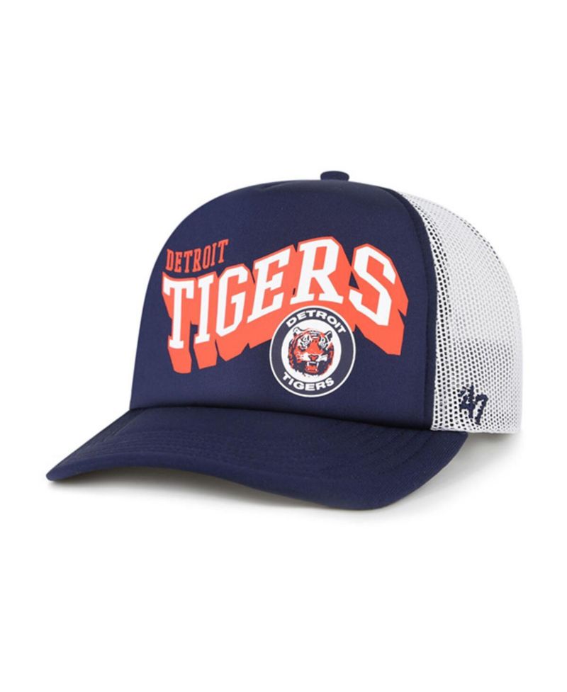 Men's Navy Detroit Tigers Meander Foam Trucker Snapback Hat