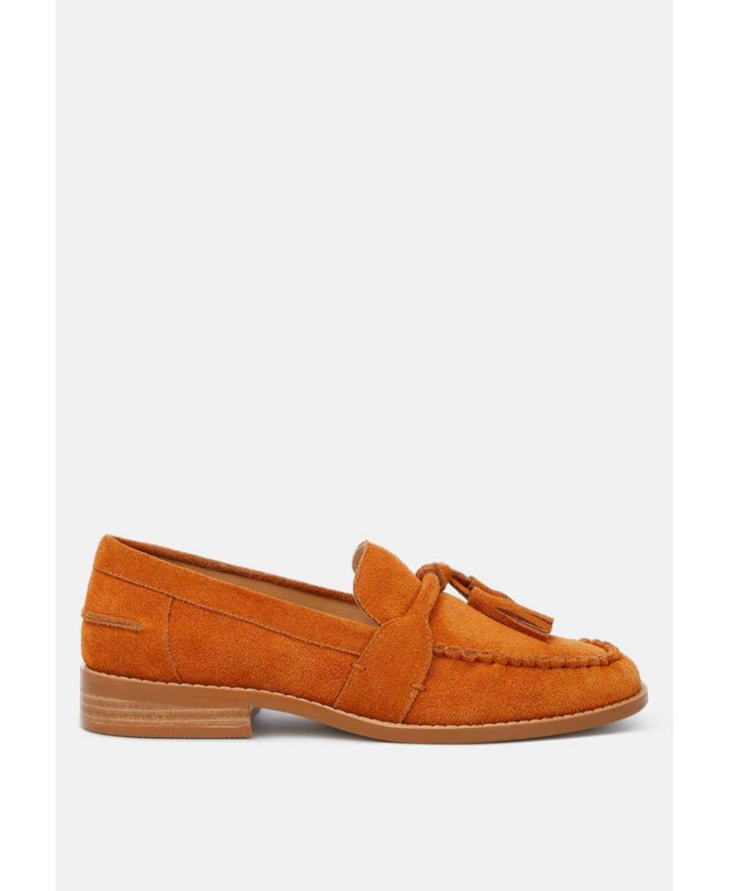 Rag and Co Womens Rhone Tassels Detail Suede Loafers