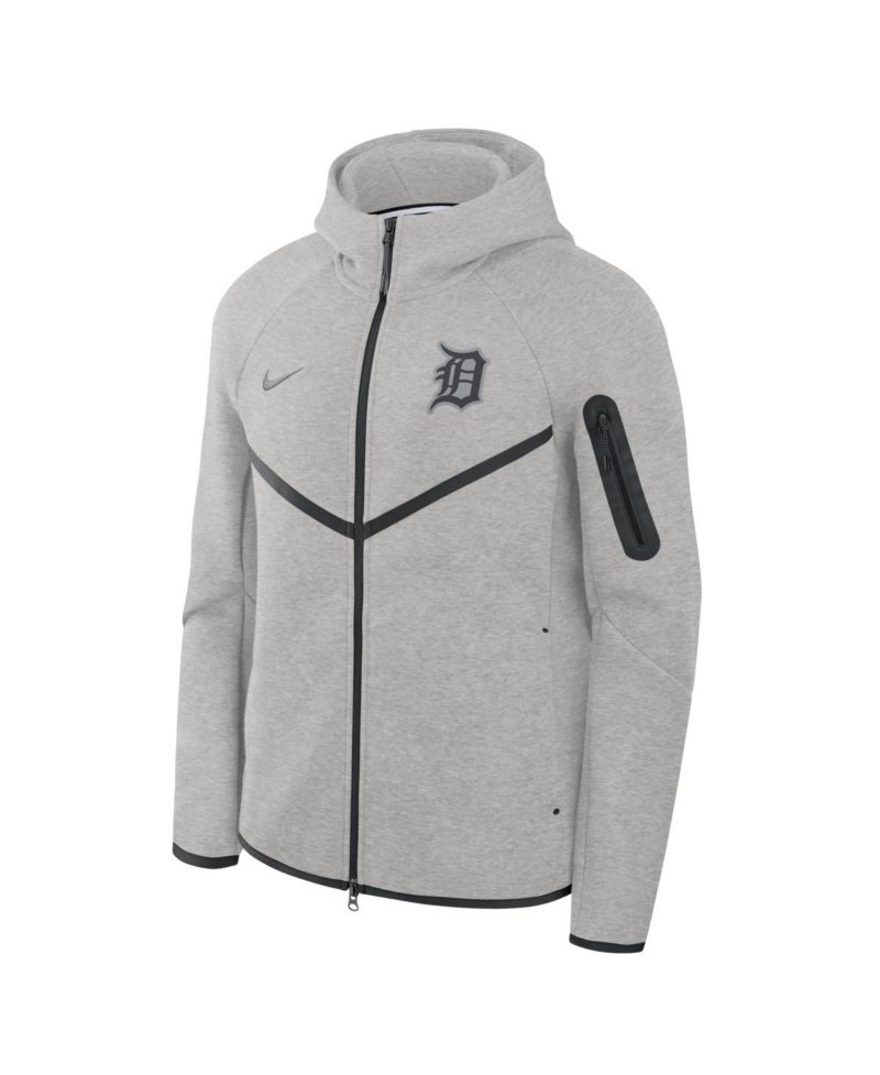 Men's Heather Charcoal Detroit Tigers Tech Fleece Windrunner Full-Zip Hoodie Jacket