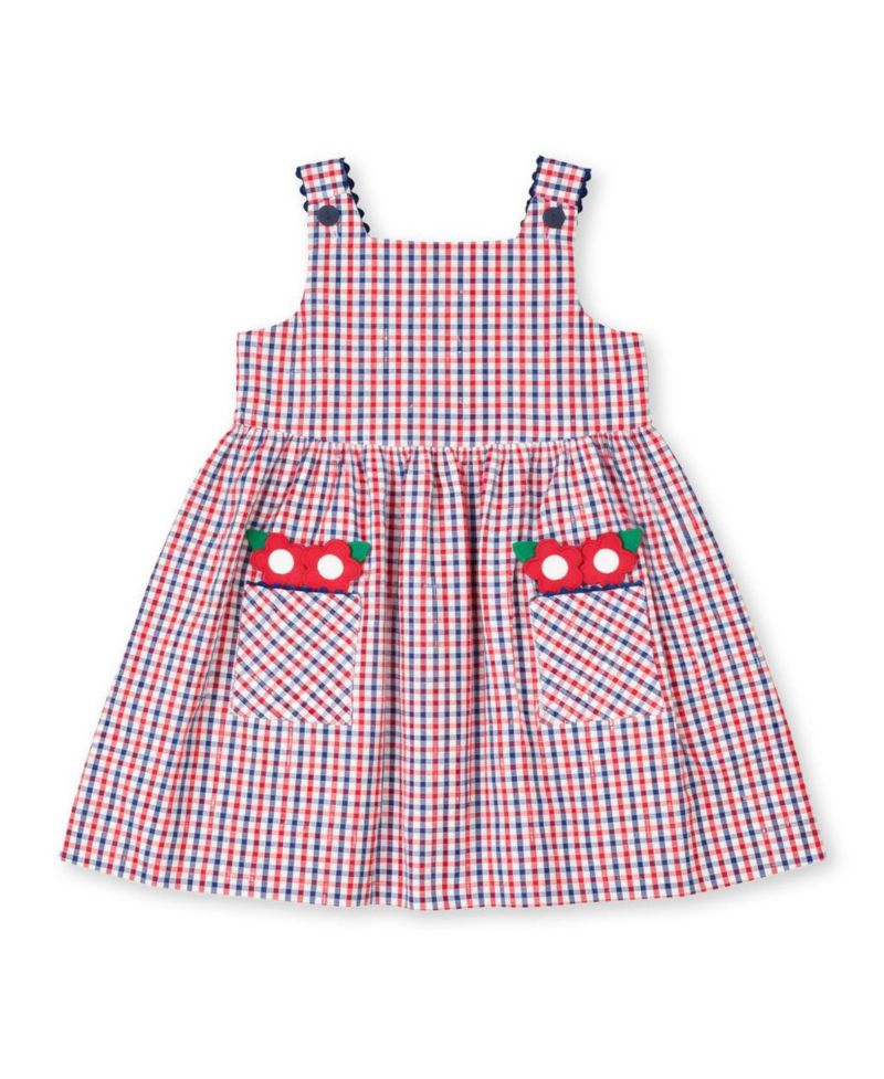 Big Girls Plaid Seersucker Dress With Flowers