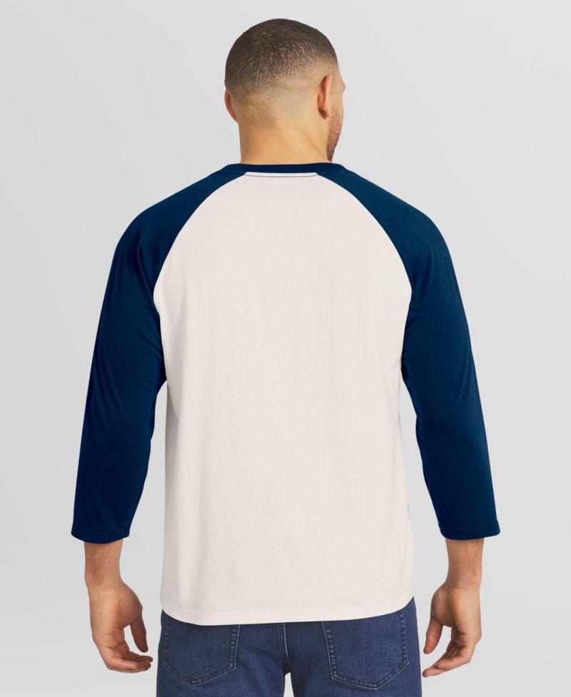 Men's Cream/Navy Atlanta Braves Americana 3/4-Sleeve Raglan T-Shirt