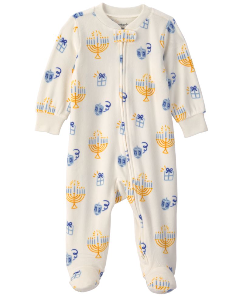 Boys' and Girls' Hanukkah 2-Way Zip Footed Sleep & Play Pajamas