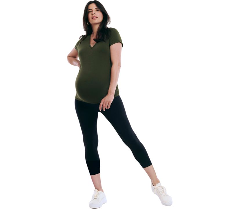 Maternity Essential Stretch Secret Fit Over the Belly Crop Leggings - Motherhood