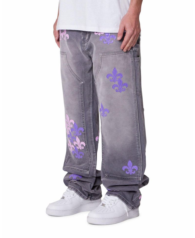 Men's Ultra Baggy Fleur Embroidered Carpenter Pants