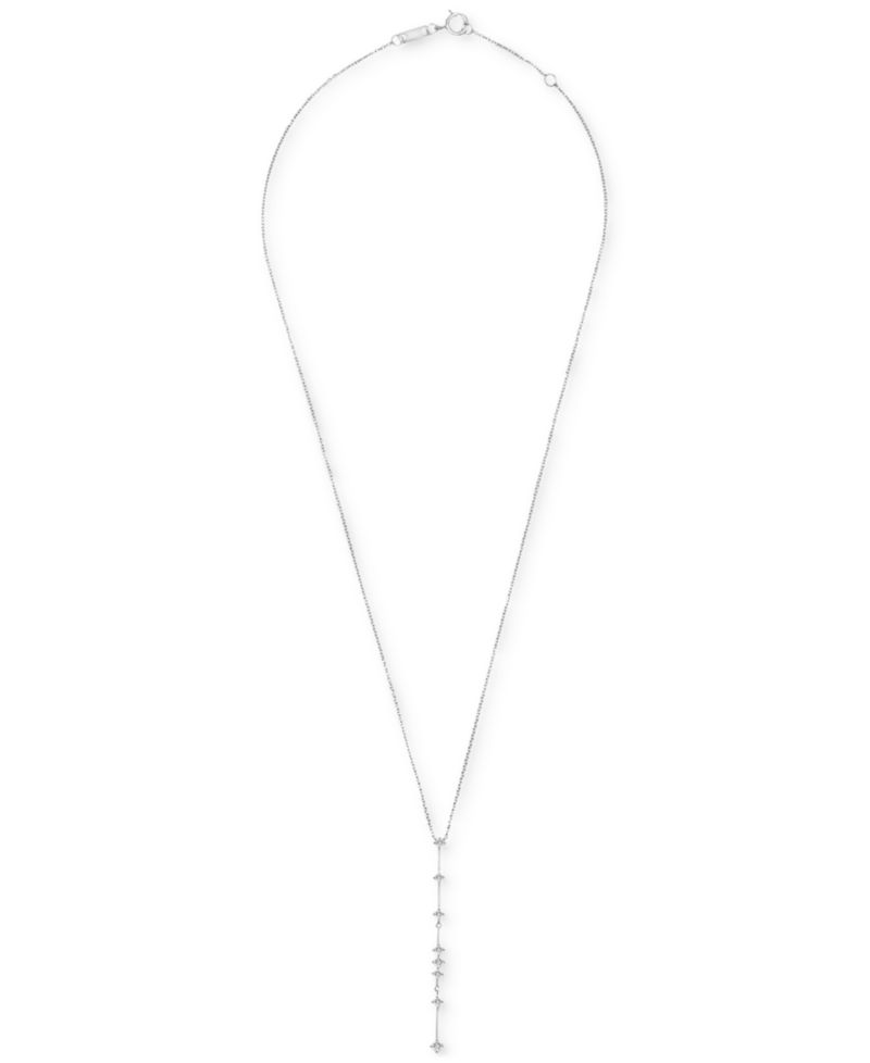 Diamond Vertical Line Lariat Necklace (1/3 ct. t.w.) in 10k White Gold, 17" + 1" extender