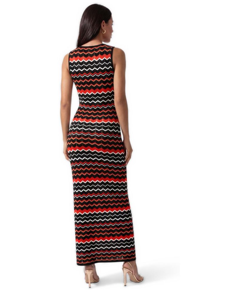 Women's Stripe Crochet V-Neck Maxi Dress