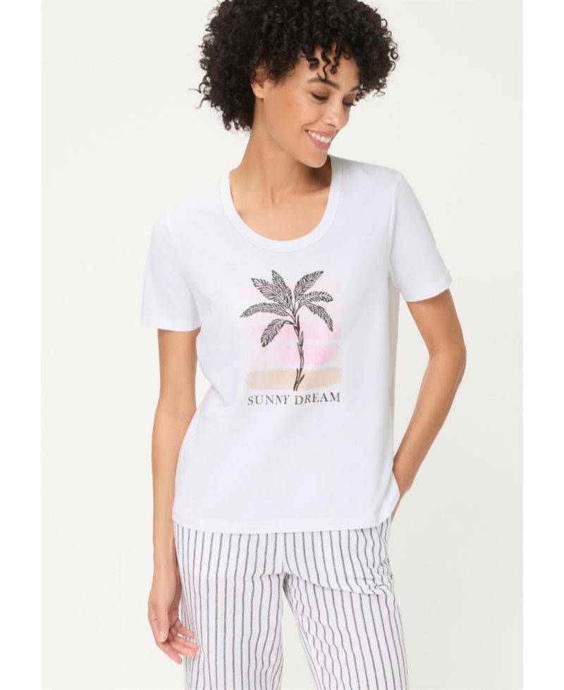 Women's Embroidered Placement Print T-Shirt