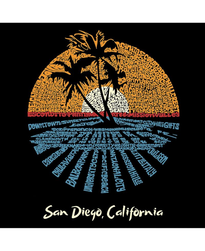 Men's Word Art Cities In San Diego Crewneck Sweatshirt