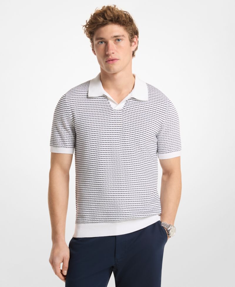 Men's Johnny Collar Short-Sleeve Cotton Polo Shirt