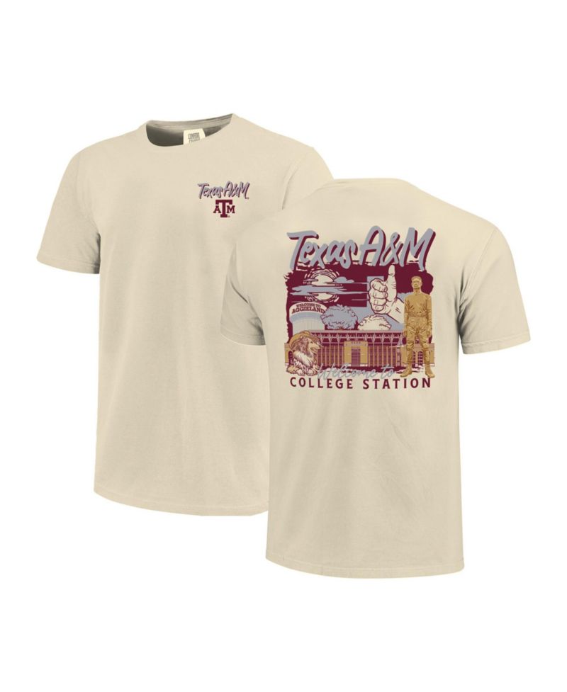 Men's Natural Texas A&M Aggies Comfort Colors Hand-Drawn Campus Stack T-Shirt