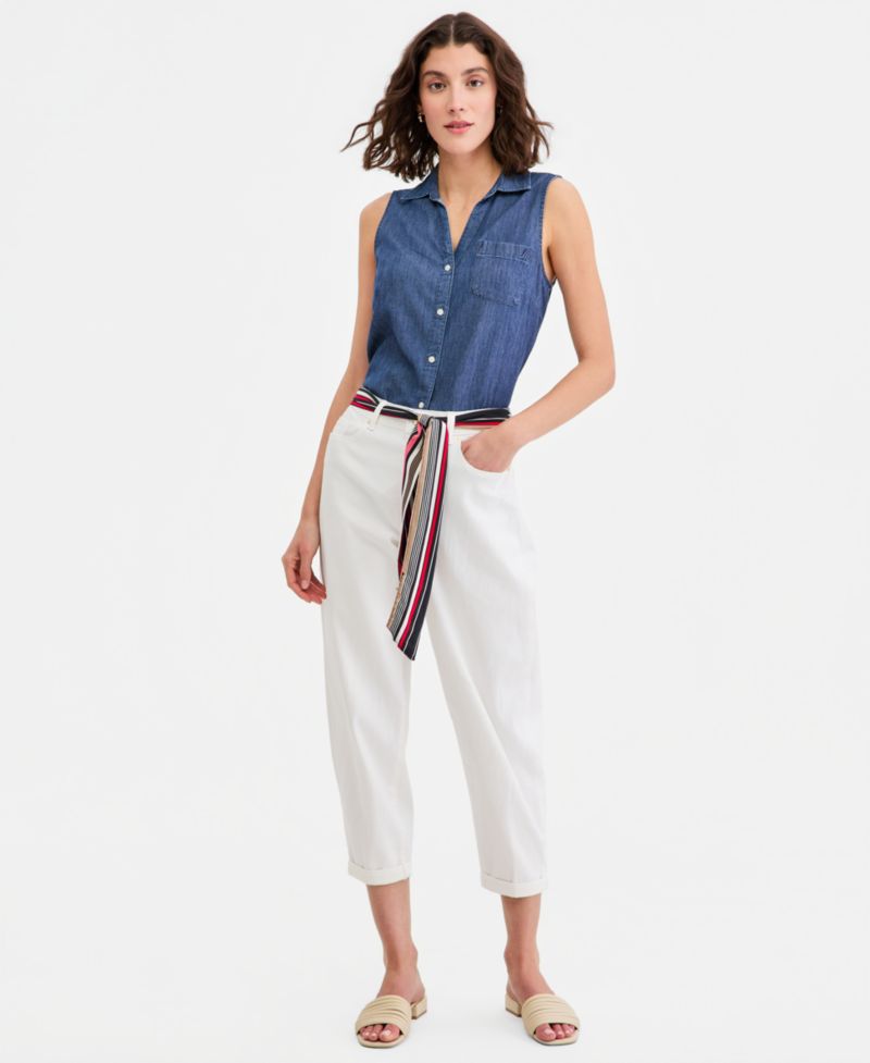 Women's Belted Carrot-Leg Jeans