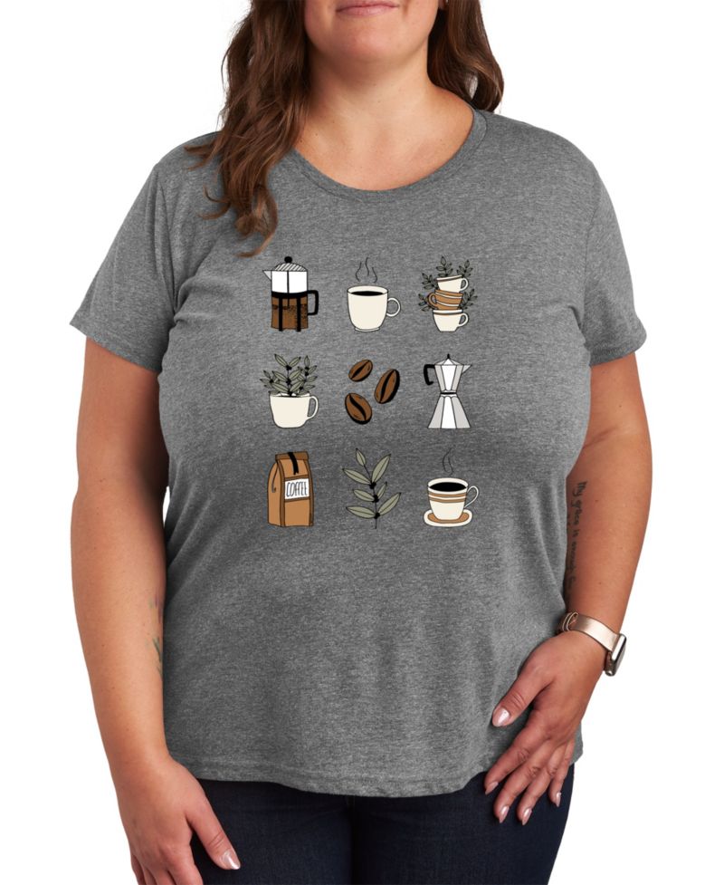Coffee Grid Plus Size Graphic Tee