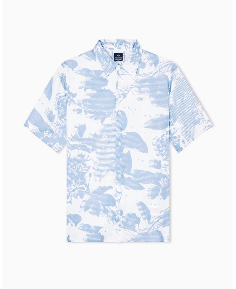 Men's Short Sleeve Viscose Print Woven Shirt