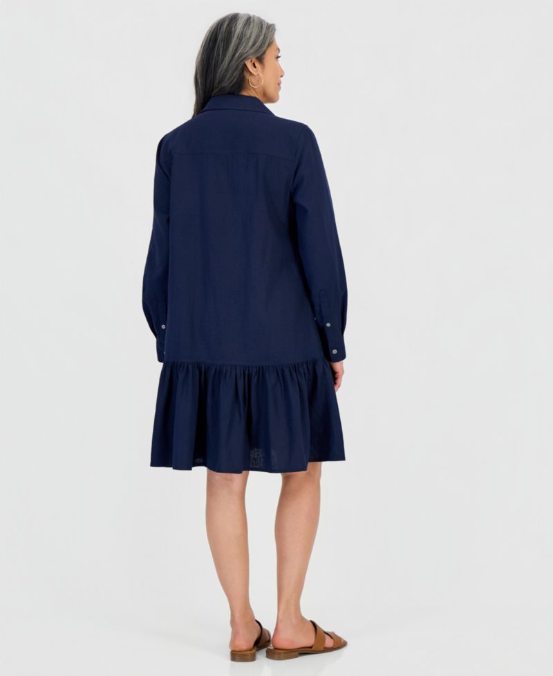 Petite Ruffled-Hem Shirtdress
