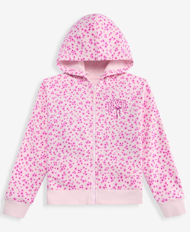 Girls' XS-XL NYC Bow Printed Zip Fleece Hoodie