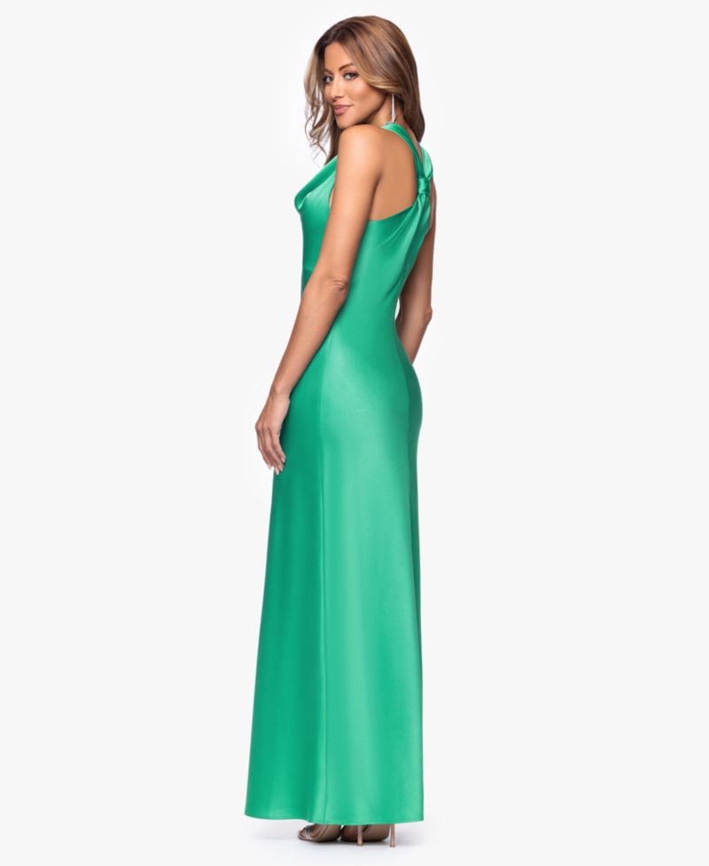 Women's Long Satin Cowl Neck Gown