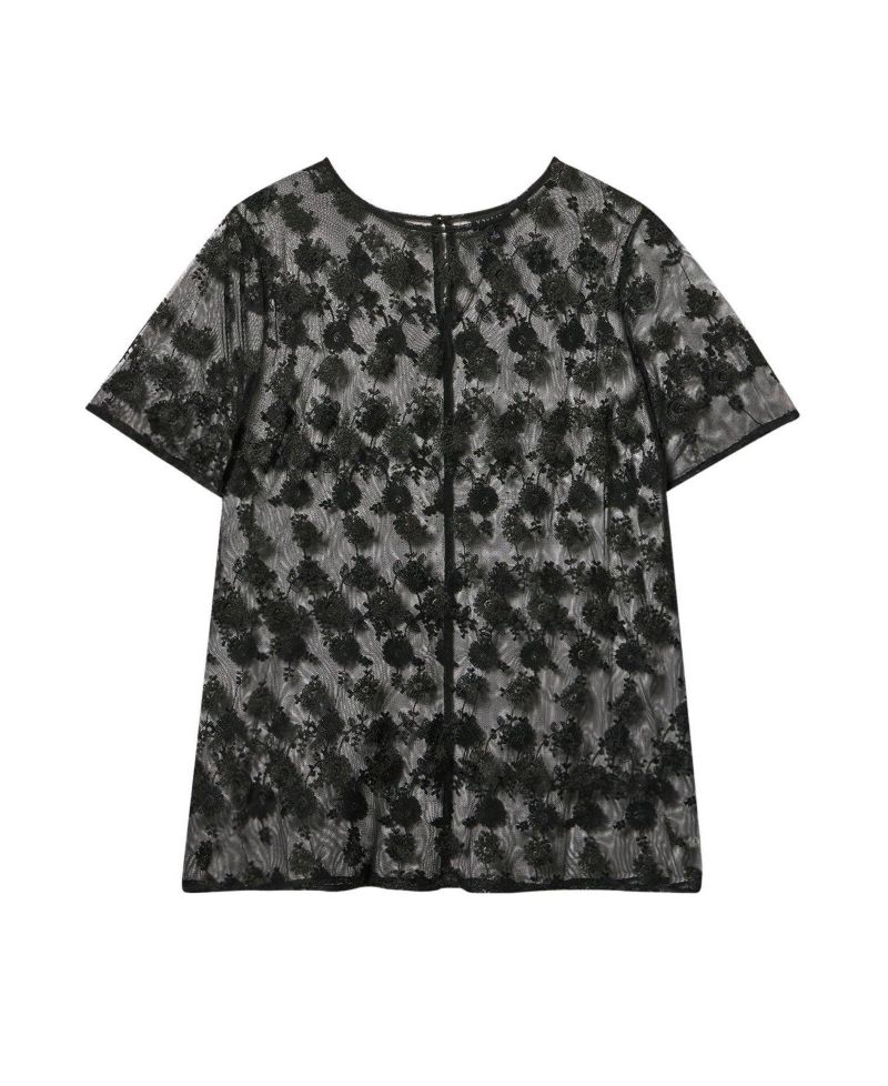 Plus Size Abbey Embroidered Mesh Scoop Neck Blouse