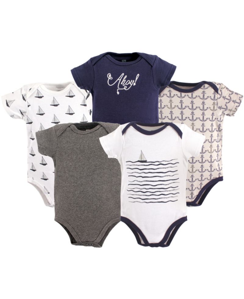 Baby Boys Multipack of 5 Comfortable Cotton Bodysuits