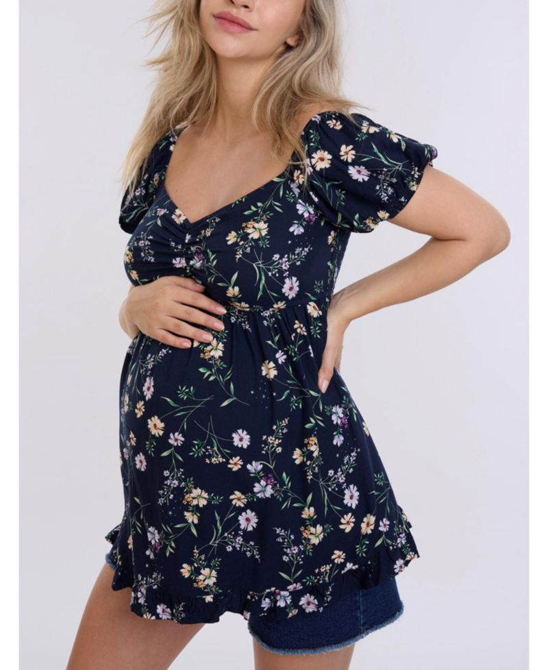 Women's Off the Shoulder Short Sleeve Babydoll Top - Motherhood