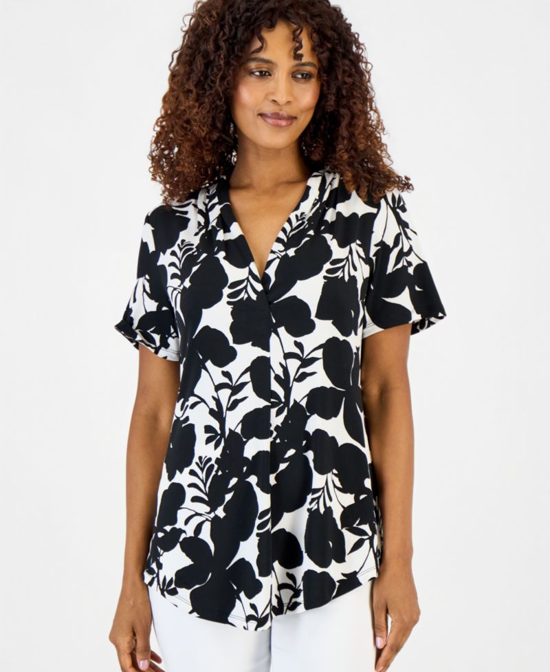 Petite Regal Wallpaper V-Neck Top