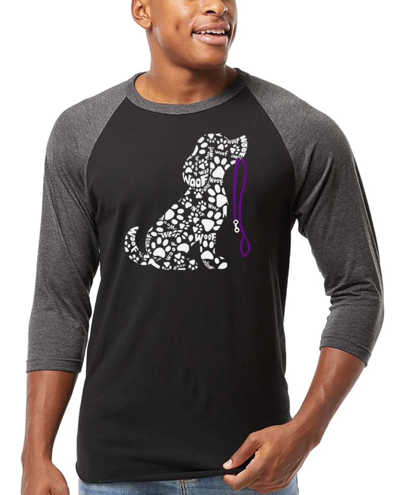 Men's Dog Leash Word Art Raglan-Sleeve T-Shirt