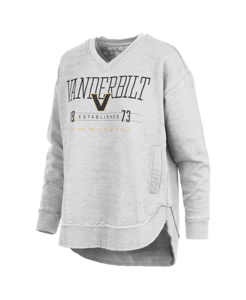Women's Heather Gray Vanderbilt Commodores Marcus East Hall Poncho V-Neck Sweatshirt
