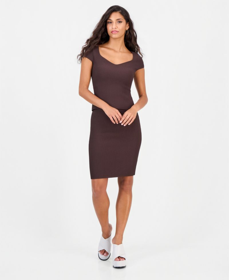 Women's Ottoman Curve Sweater High-Waisted Pencil Skirt