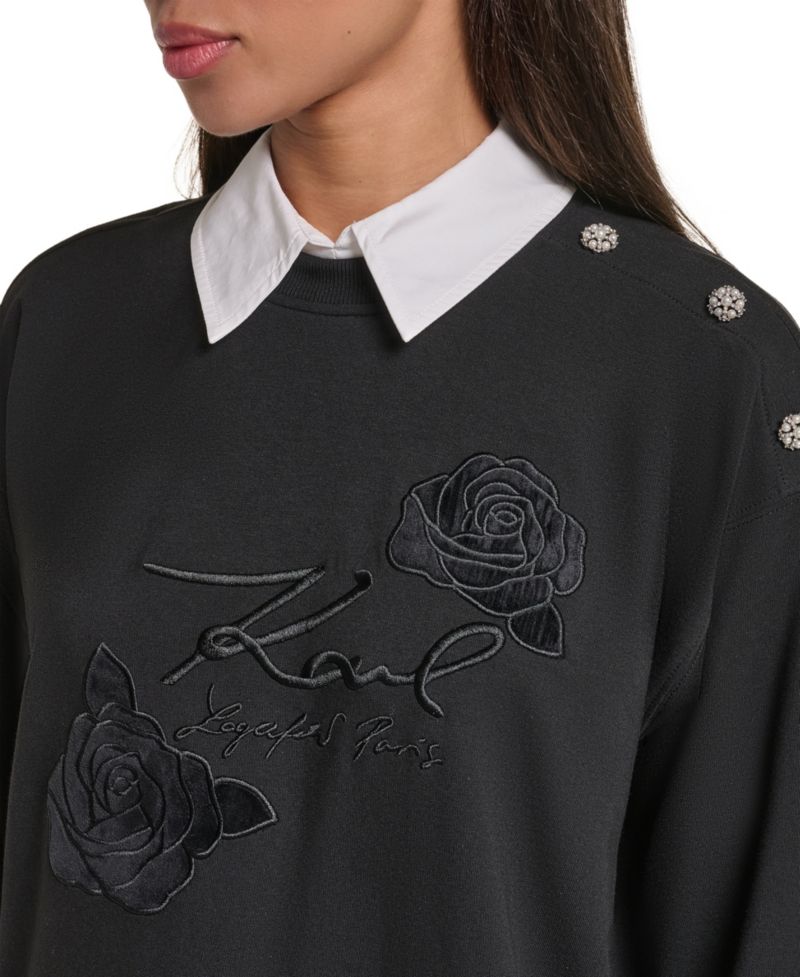 Women's Collared Twoffer Oversized Sweatshirt