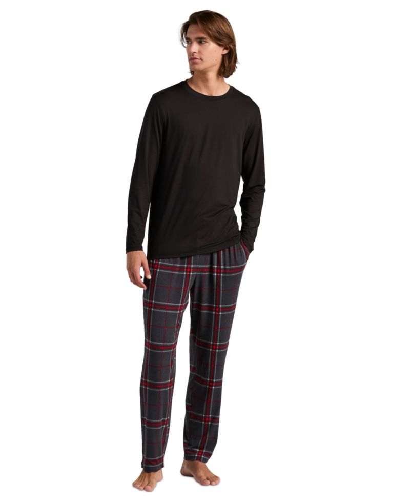 Men's Deluxe Touch Plaid Drawstring-Waist Sleep Pants