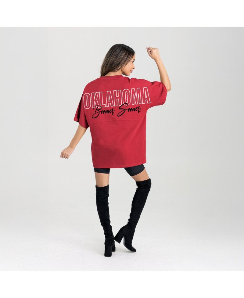 Women's Crimson Oklahoma Sooners Oversized Back at Ya T-Shirt
